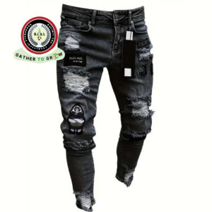 Men's ripped pocket denim jeans