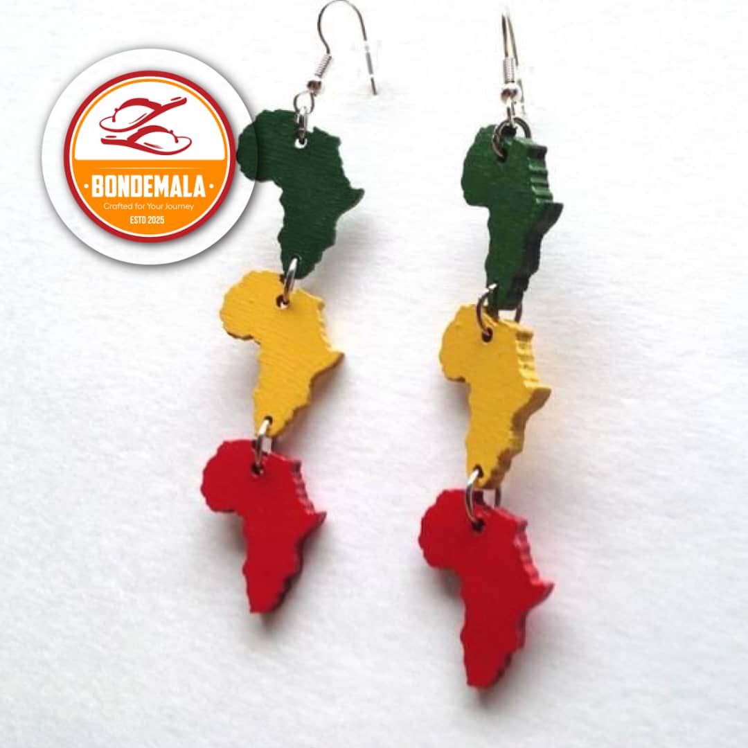 African map pendant earrings