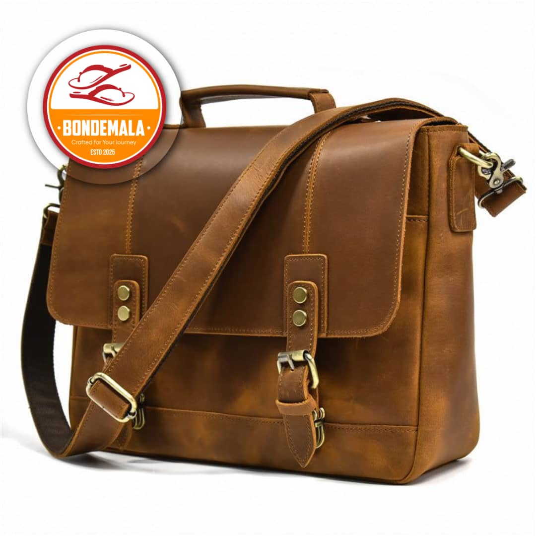 Men’s leather waterproof messenger bag