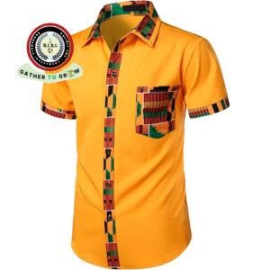 Yellow kitenge men’s shirt