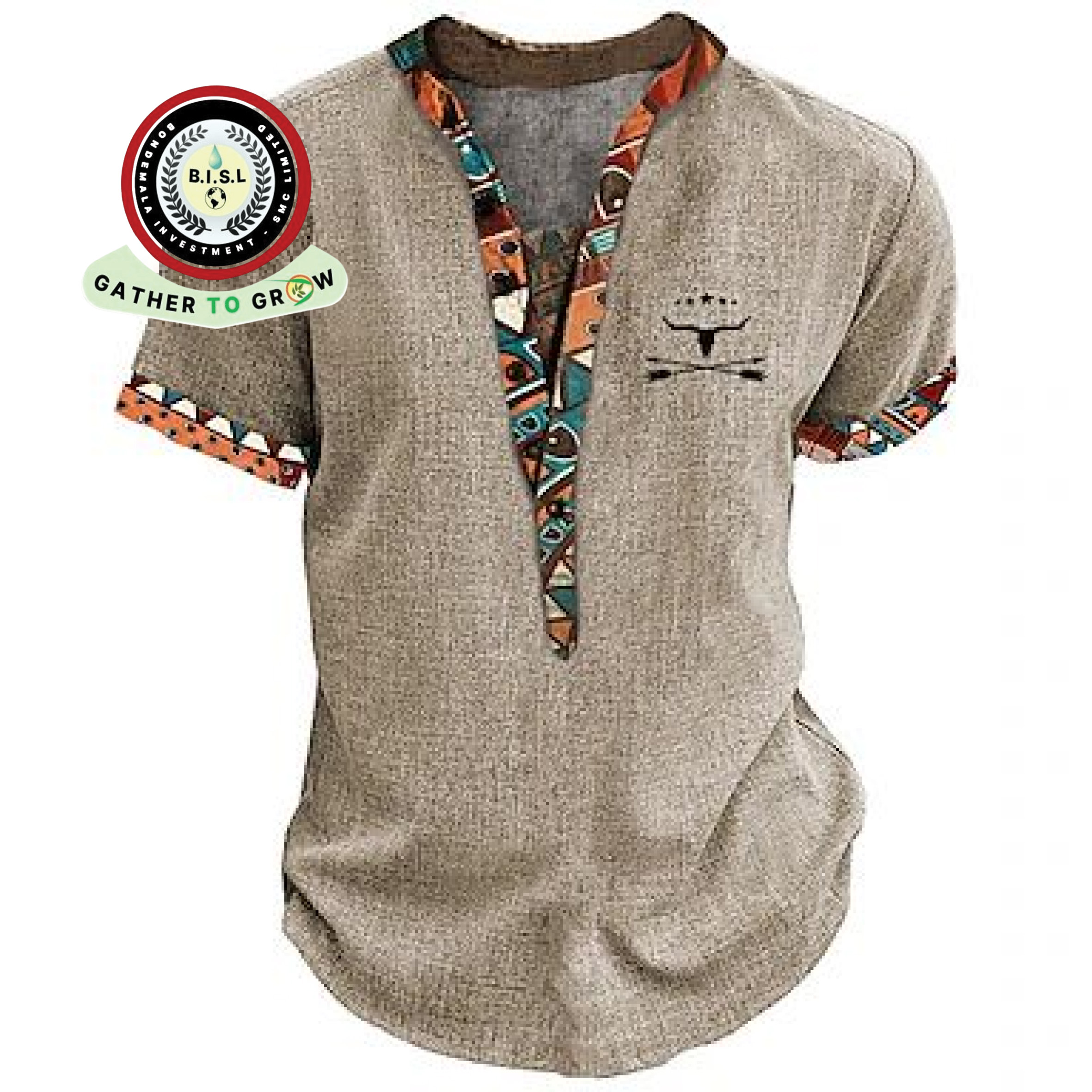 Casual v-neck kitenge shirt